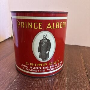 Vintage Prince Albert Crimp Cut Pipe & Cigarette Tobacco Tin Metal lid Opener